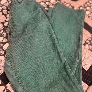 Diane Gilman green striped jeans